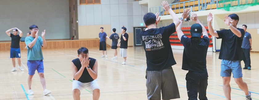 족구 경기와 시상 모습
